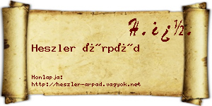 Heszler Árpád névjegykártya